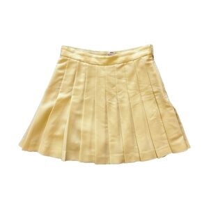Aritzia Babaton Pleated Mini Skirt in Yellow, Size 10